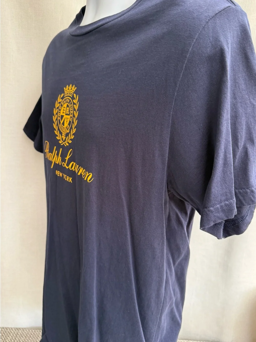 Ralph Lauren Navy Short Sleeve Tee with Yellow Crest